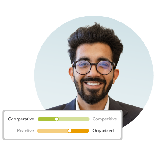 Candidate profile with benchmark score.